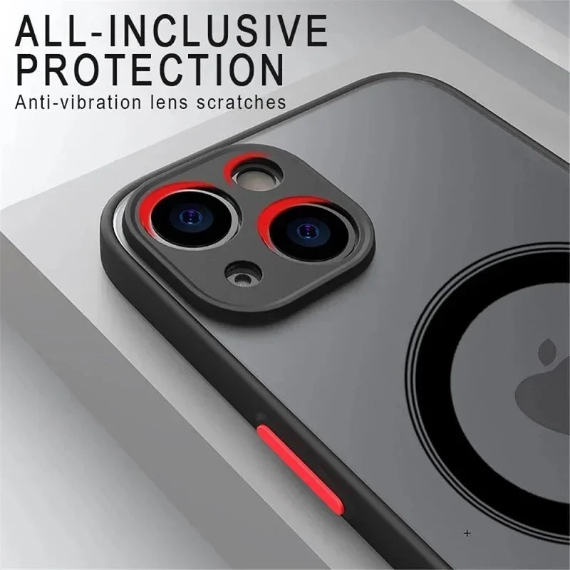 Luxury MagSafe Matte Armor Case For iPhone 16 15 14 13 11 12 Pro Max Mini Wireless Charge Opaque Cover