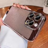 Luxury Plating Breathable Heat Dissipation Lens Protect Case For iPhone 16 15 14 Pro Max Plus