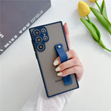 Luxury Matte Lens Protect Case with Hand Strap For Samsung S25 S24 S23 S22 S21 S20 S10 S9 Ultra Plus FE
