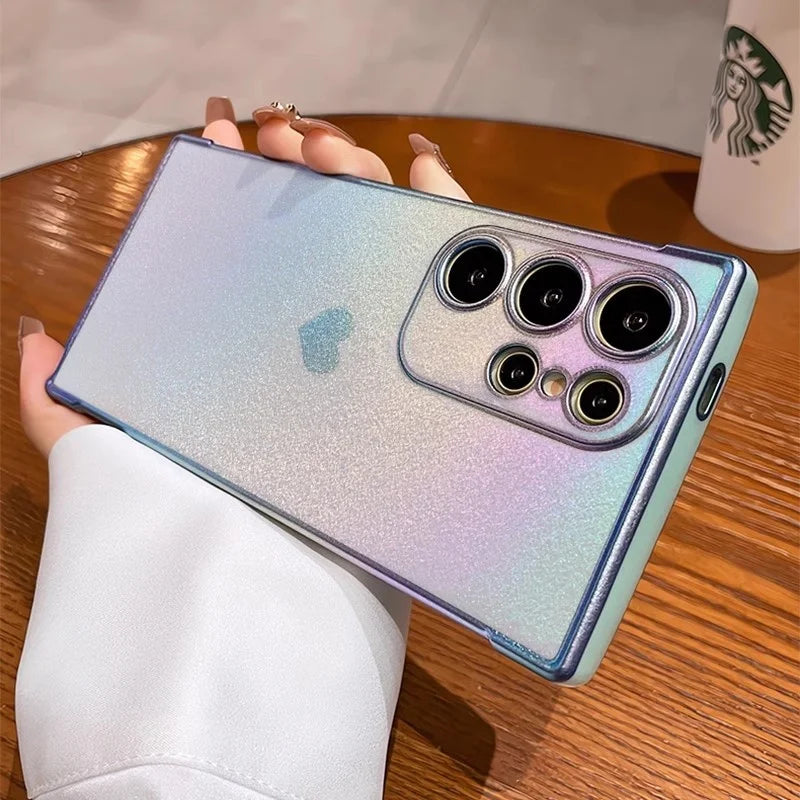 Luxury Plating Heart Emboss Lens Protect Case For Samsung S25 S24 S23 S22 S21 Ultra FE Plus