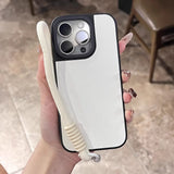 Luxury Shockproof Matte Leather Texture Case with Wrist Strap For iPhone 16 13 14 15 12 Pro Max Plus