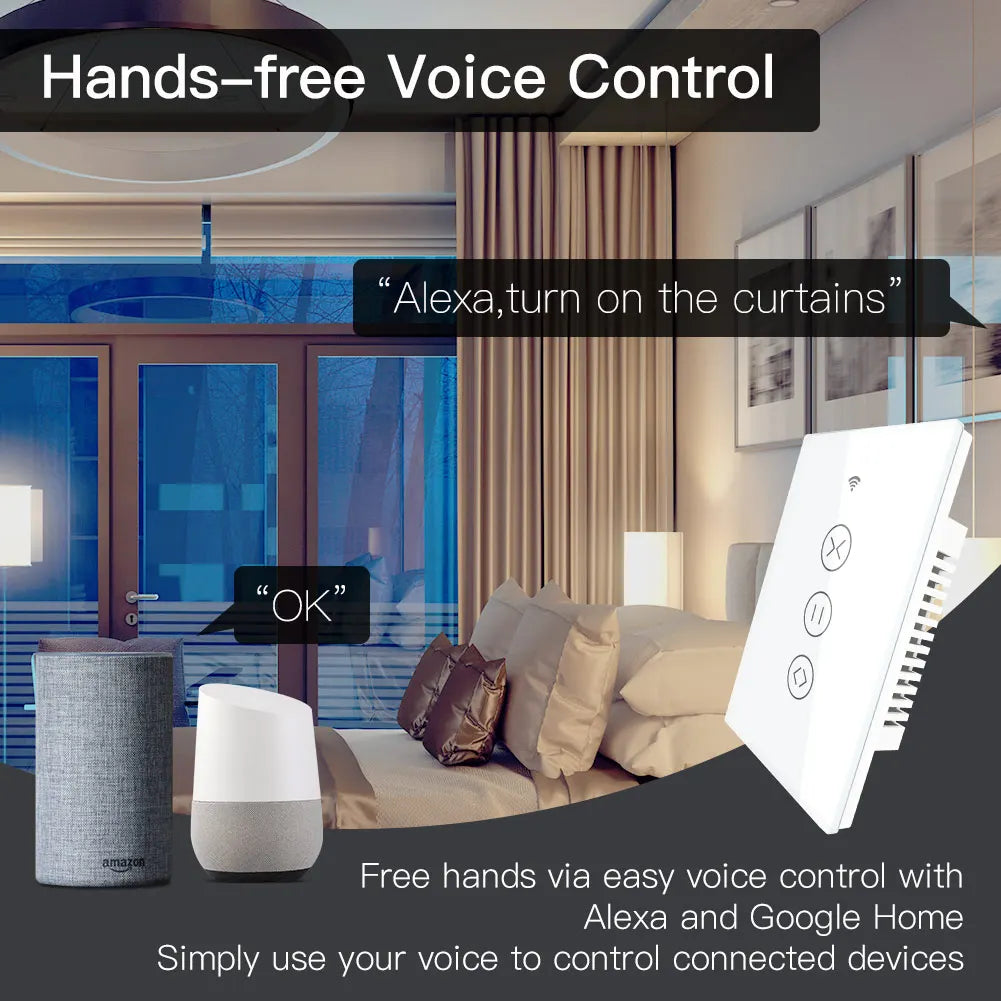 Tuya Smart Touch Curtain Roller Blind & Stutter Control Switch - WiFi Control via SmartLife Google Alexa Apps