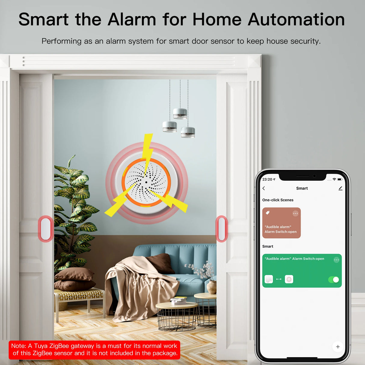 Tuya ZigBee Smart Sound and Light Siren - WiFi 90dB Alarm Control via SmartLife Google Alexa Apps