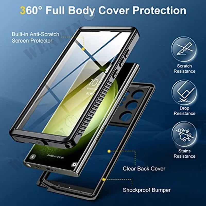 Rugged Armor IP68 Waterproof Case For Samsung Galaxy S24 S23 Ultra Plus S21 FE A54 A34 A14 A53 Full Protection Heavy Duty Shockproof Cover