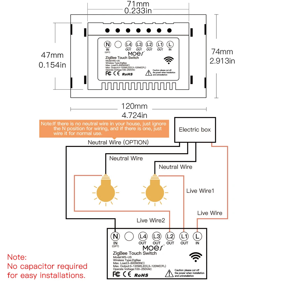 Tuya ZigBee Touch Smart Light Switch - WiFi Scene Control via SmartLife Google Alexa Apps