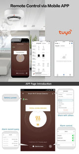 Tuya Smart Smoke Detector Sensor & Alarm - 80db Alarm WiFi Controlled via SmartLife Google Alexa Apps