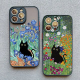 Luxury Oil Painting | Van Gogh Cat Design Phone Case For iPhone 15 14 13 12 Pro Max Plus  Matte Cover