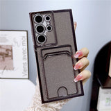 Luxury Plating Glitter Card Holder Lens Protect Case For Samsung S24 S23 S22 S21 S20 Ultra Plus Note 20 10 Pro A73 A53 A72 A52 A51 A71 HD