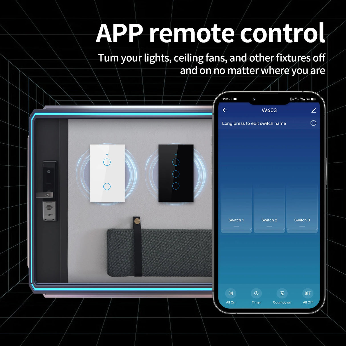 Tuya Zigbee WiFi LED Bluetooth Smart Wall Switch - Wifi Controlled via SmartLife Google Alexa Apps