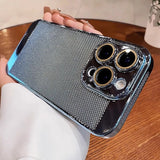 Luxury Plating Breathable Heat Dissipation Lens Protect Case For iPhone 16 15 14 Pro Max Plus