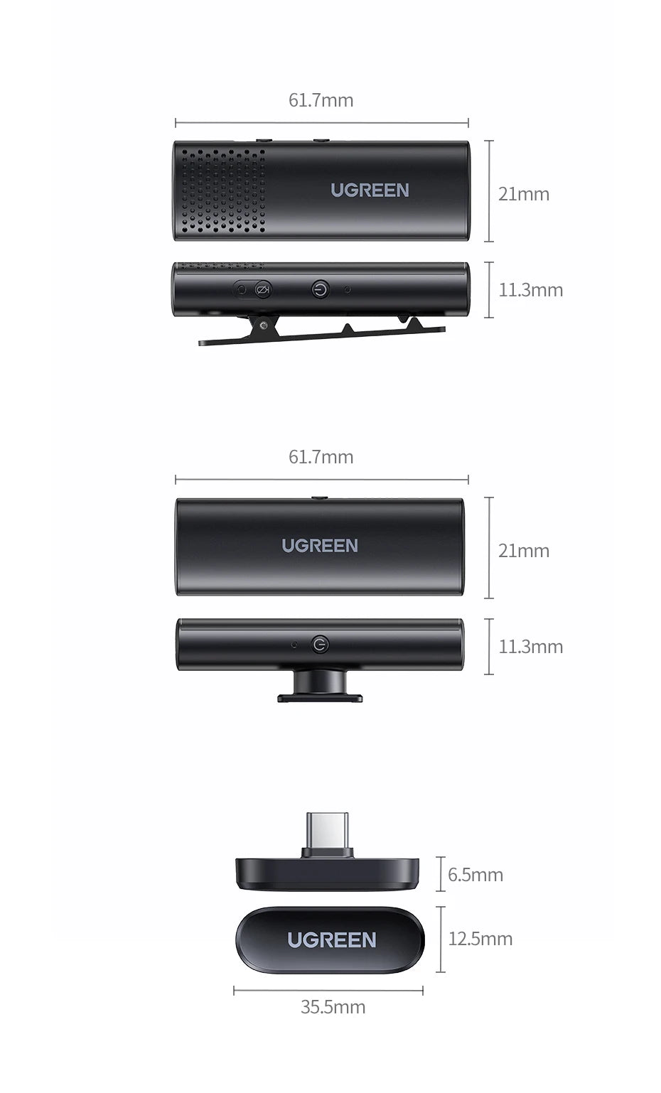 UGREEN Wireless Bluetooth Microphone - Omni Condenser Noise Reduction Mic for Camera Video Recording VLog Live Stream