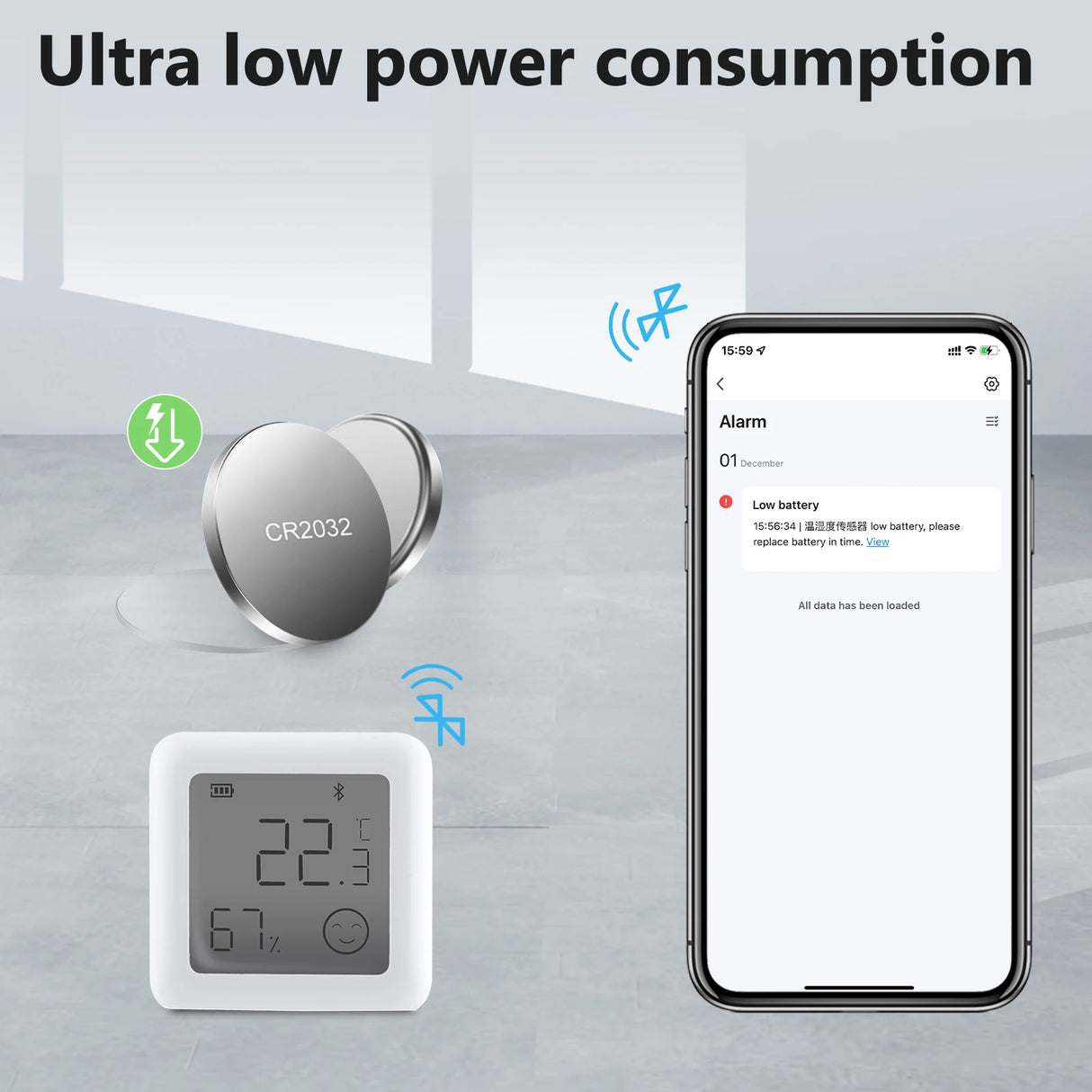 Tuya Smart Mini LCD Temperature Humidity Sensor Display - WiFi Bluetooth Hygrometer Control via SmartLife Google Alexa Apps