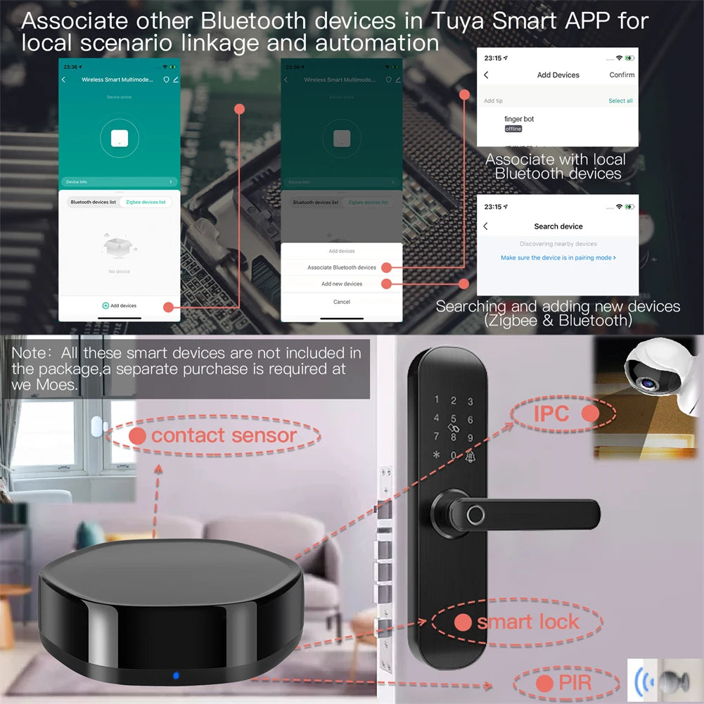 Tuya Smart Home Wireless Multi-function Gateway with IR Remote - WiFi BLE Mesh ZigBee Control via SmartLife Google Alexa Apps