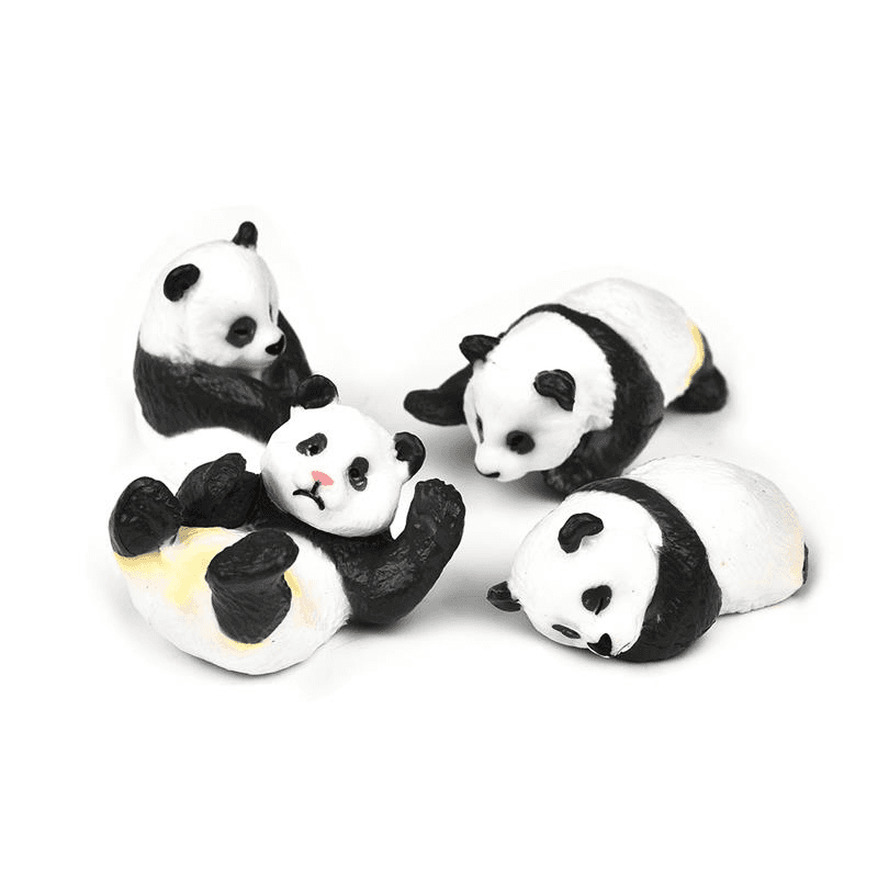 Niedliche 4-teilige Harz-Panda-Feengarten-Miniatur-Ornament