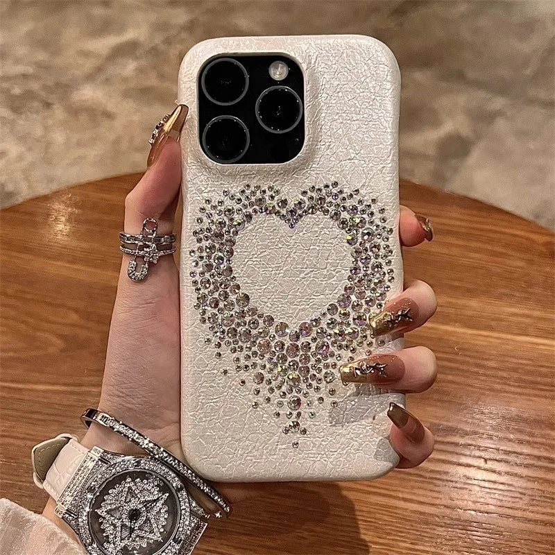 Rhinestone heart iPhone case.