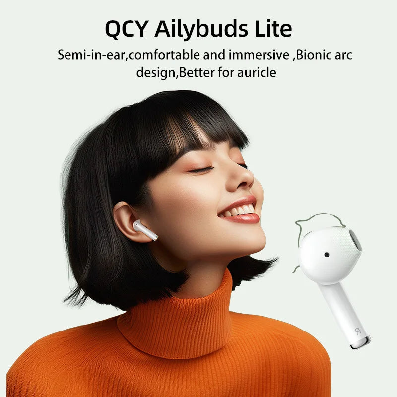 QCY Ailybuds Lite Wireless Bluetooth 5.3 Earphones - 28H TWS Noise Cancelling HiFi Stereo Dynamic Earpods Earbuds Headphones