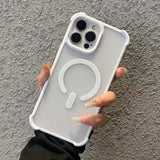 Luxury MagSafe Matte Translucent Case For iPhone 16 15 14 13 Pro Max Plus