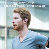 Wireless earbud in use.