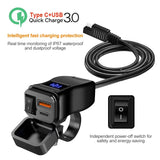 60W Waterproof 12V Motorbike Fast Charger – Dual USB Socket with Voltmeter