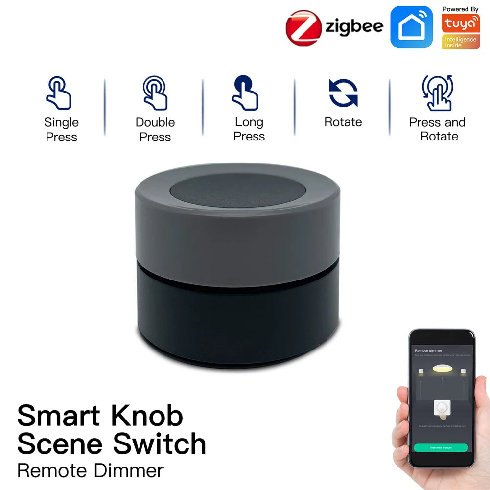 Tuya ZigBee Smart Knob Scene Control Switch - WiFi Control via SmartLife Google Alexa Apps