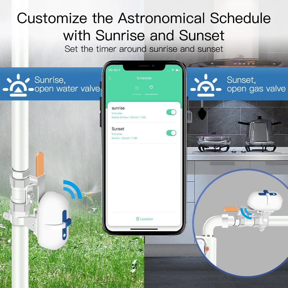 Tuya Zigbee Smart Water Gas Valve Controller - WiFi Shut Off Control via SmartLife Google Alexa Apps