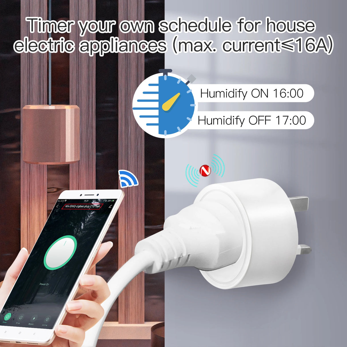 Tuya Zigbee Smart Compact Power Socket 16A - WiFi Control via SmartLife Google Alexa Apps