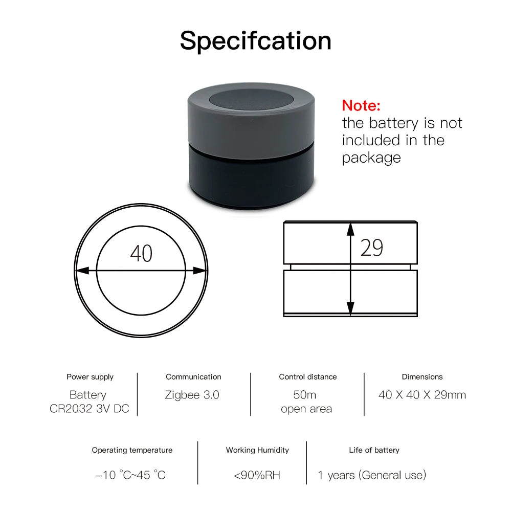 Tuya ZigBee Smart Knob Scene Control Switch - WiFi Control via SmartLife Google Alexa Apps