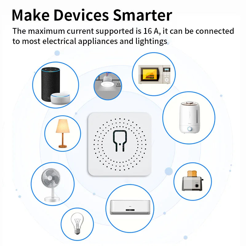 Tuya Wifi Mini Smart Relay Switch Module - WiFi Lights Appliance Control via SmartLife Google Alexa Apps