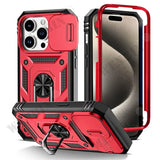 Armor 360 Shockproof Case with Magnetic Ring Holder Stand For iPhone 16 15 14 13 12 11 Pro Max Plus Mini XS XR X 8 7 Plus 8 7 SE  Heavy Duty with Camera Slide Cover