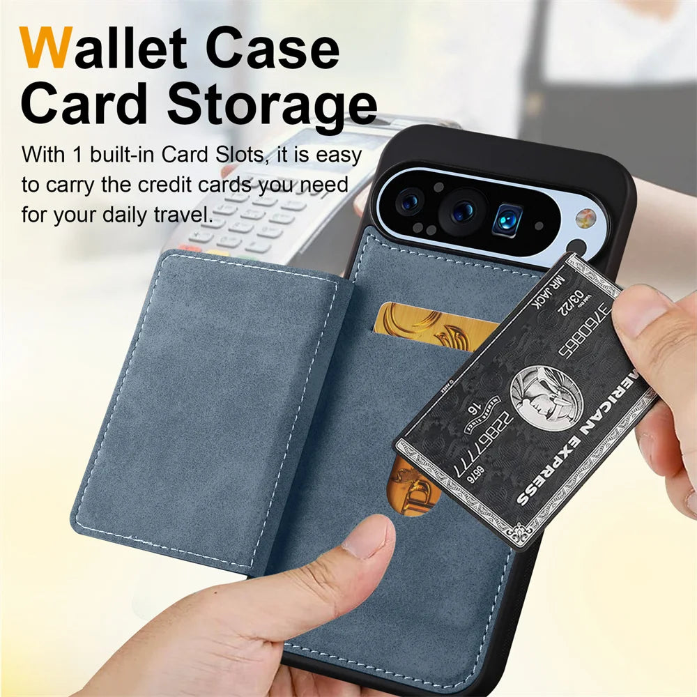 Luxury Leather Card Holder Wallet Design Case with Flip Stand For Google Pixel 9 8 Pro XL 9A 8A