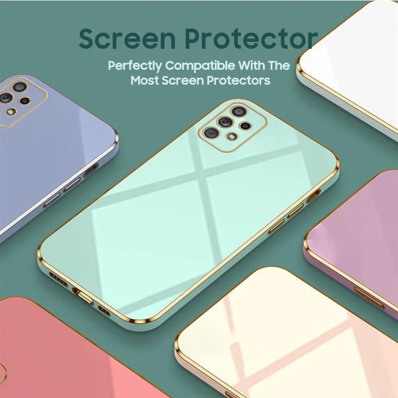 Luxury Shockproof Plating Phone Case for Samsung Galaxy A13 A32 A31 A30 A20 A22 A21S A12 A11 A10S A10 A71 A02 A04 Square TPU Cover