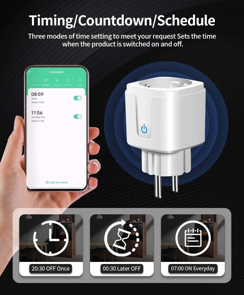 TUYA Zigbee Smart Socket EU 16A 20A With Power Monitor & Timer - WiFi Control via SmartLife Google Alexa Apps