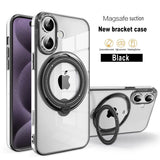 Luxury Plating Magsafe Case with Ring Holder Stand For iPhone 15 16 14 13 12 11 Pro Max XS Max XR 7 8 Plus Transparent Stand Cover