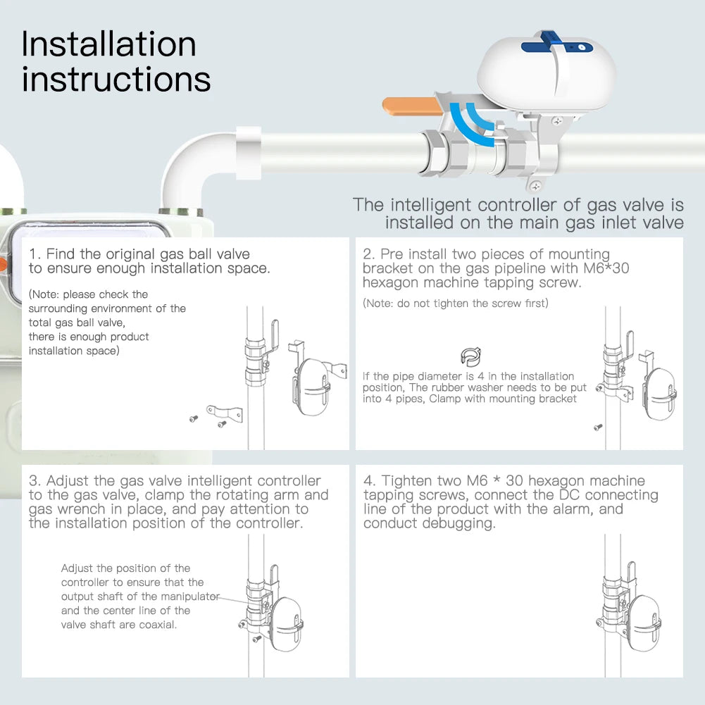 Tuya Zigbee Smart Water Gas Valve Controller - WiFi Shut Off Control via SmartLife Google Alexa Apps