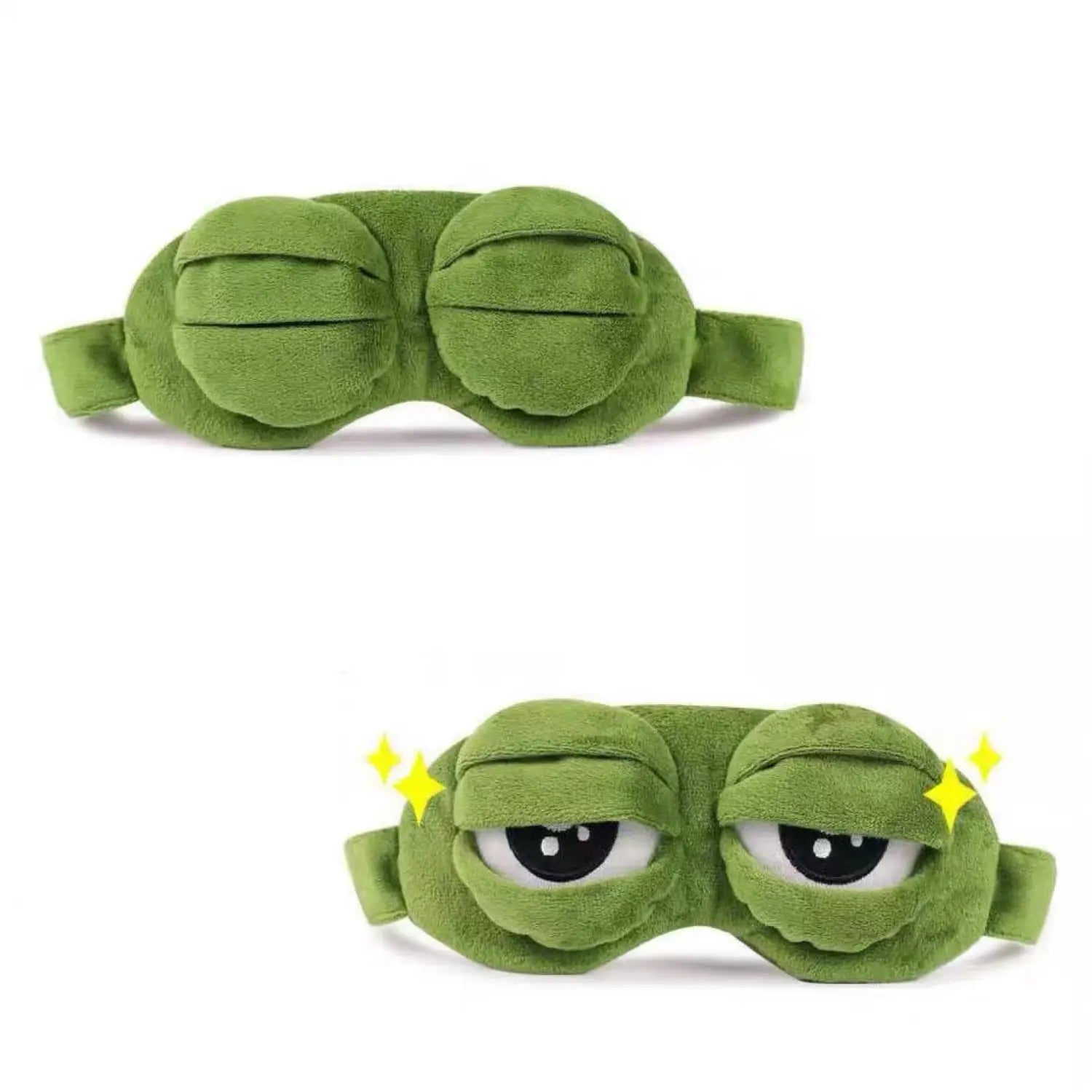 Niedliche traurige Frosch-Plüsch-Schlafmaske, Augenschutz für Kinder und Erwachsene