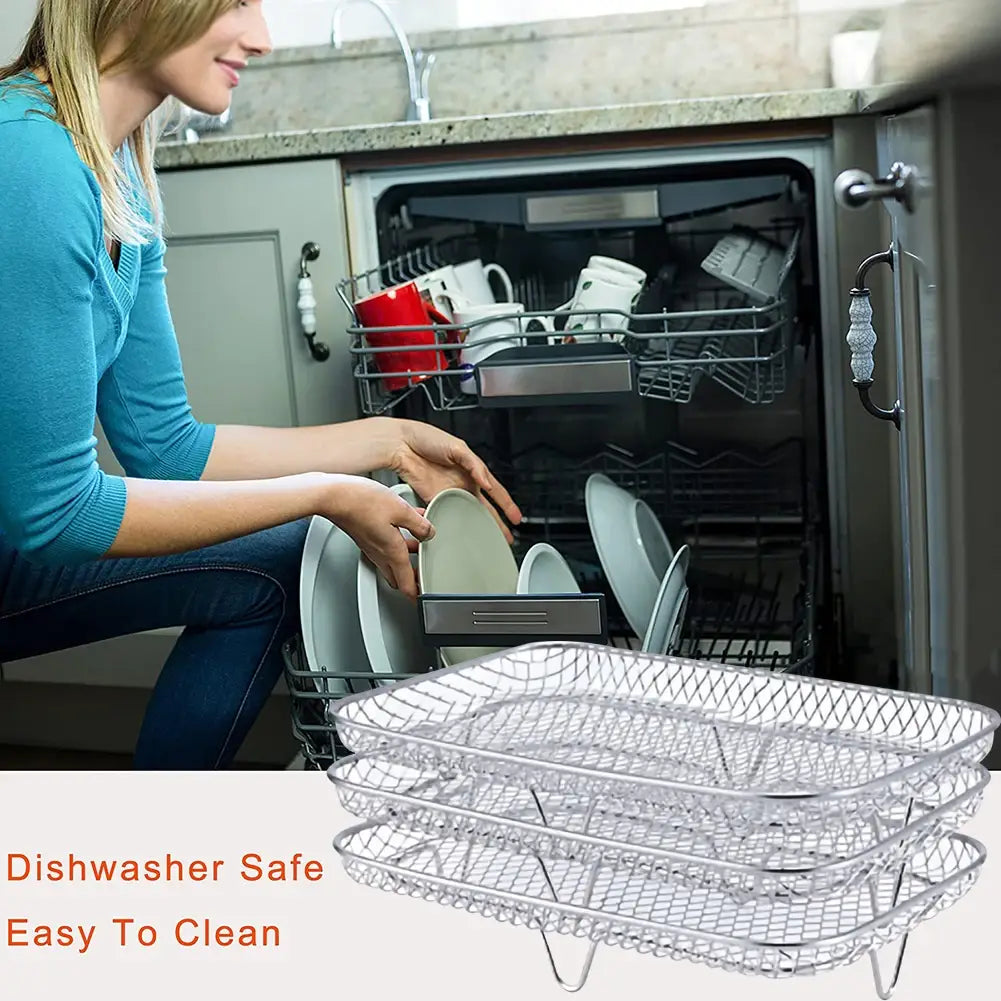 Support de friteuse à air en acier inoxydable, grille de cuisson empilable