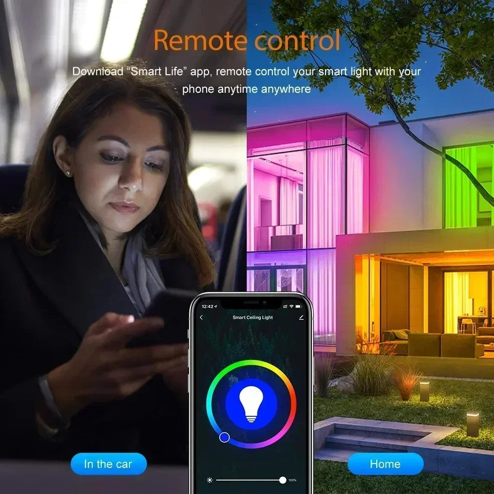 Tuya Smart Light Bulb E27 10W 15W - RGB Dimmer WiFi Bluetooth Control via SmartLife Google Alexa Apps