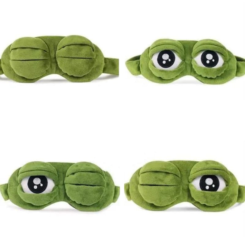 Niedliche traurige Frosch-Plüsch-Schlafmaske, Augenschutz für Kinder und Erwachsene