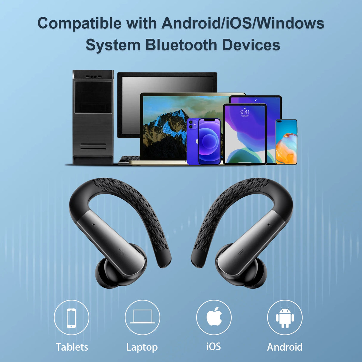 Wireless Bluetooth earbuds.