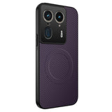 Purple carbon fiber patterned phone case with a black camera module cutout.