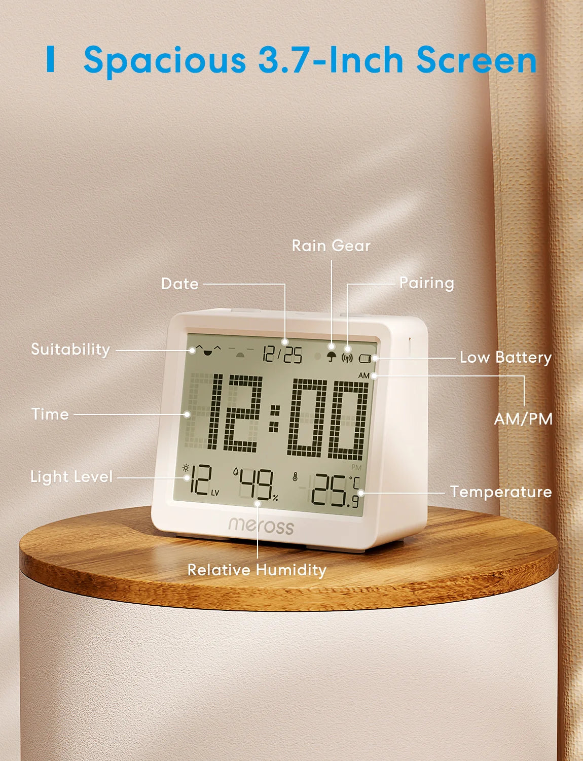 Meross WIFI Temperature Humidity Sensor Hygrometer Thermometer Smart Home Backlight Smart Life Support Alexa Google Assistant ﻿