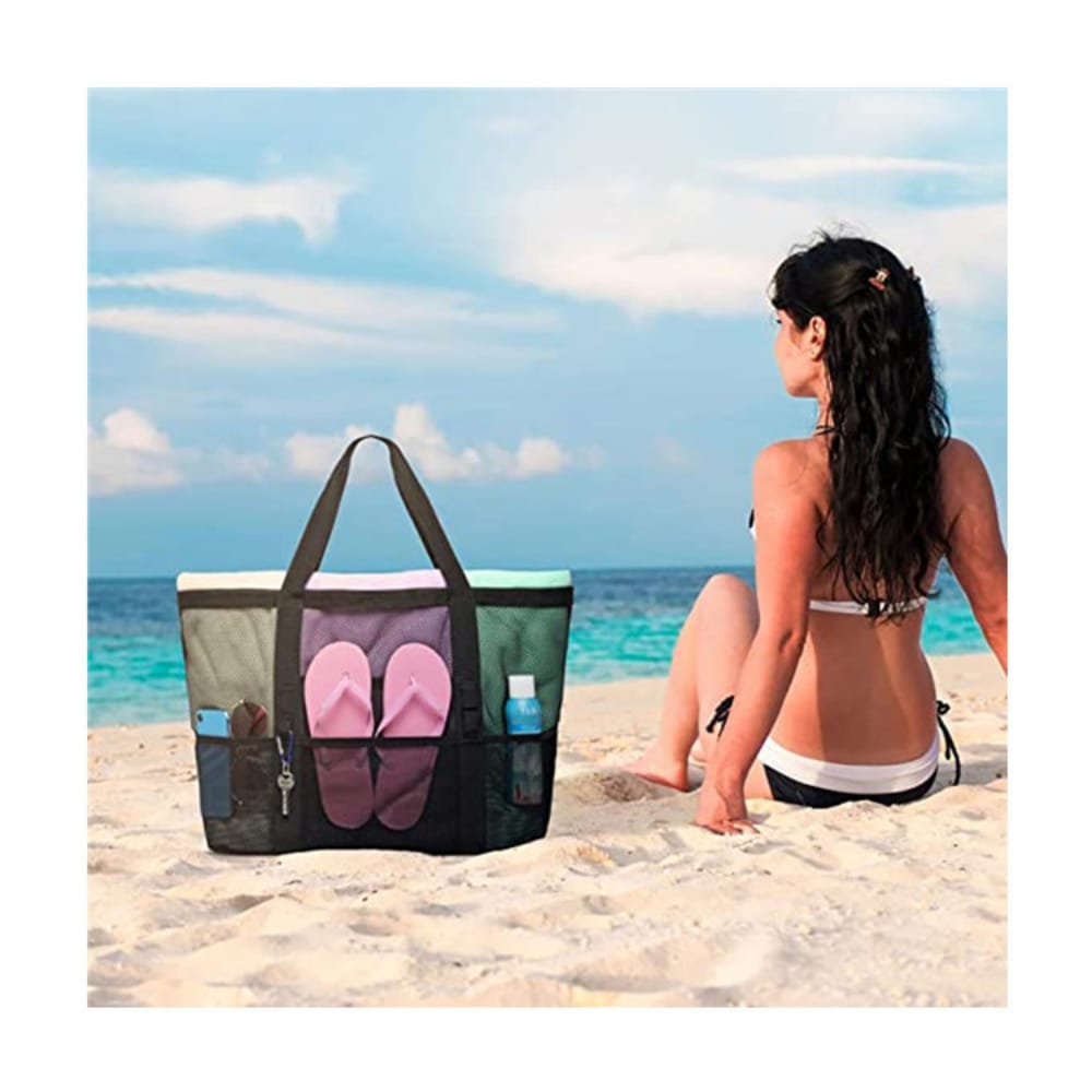 Strandtasche aus Mesh-Nylon mit großem Fassungsvermögen für Damen