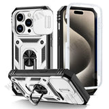 Armor 360 Shockproof Case with Magnetic Ring Holder Stand For iPhone 16 15 14 13 12 11 Pro Max Plus Mini XS XR X 8 7 Plus 8 7 SE  Heavy Duty with Camera Slide Cover