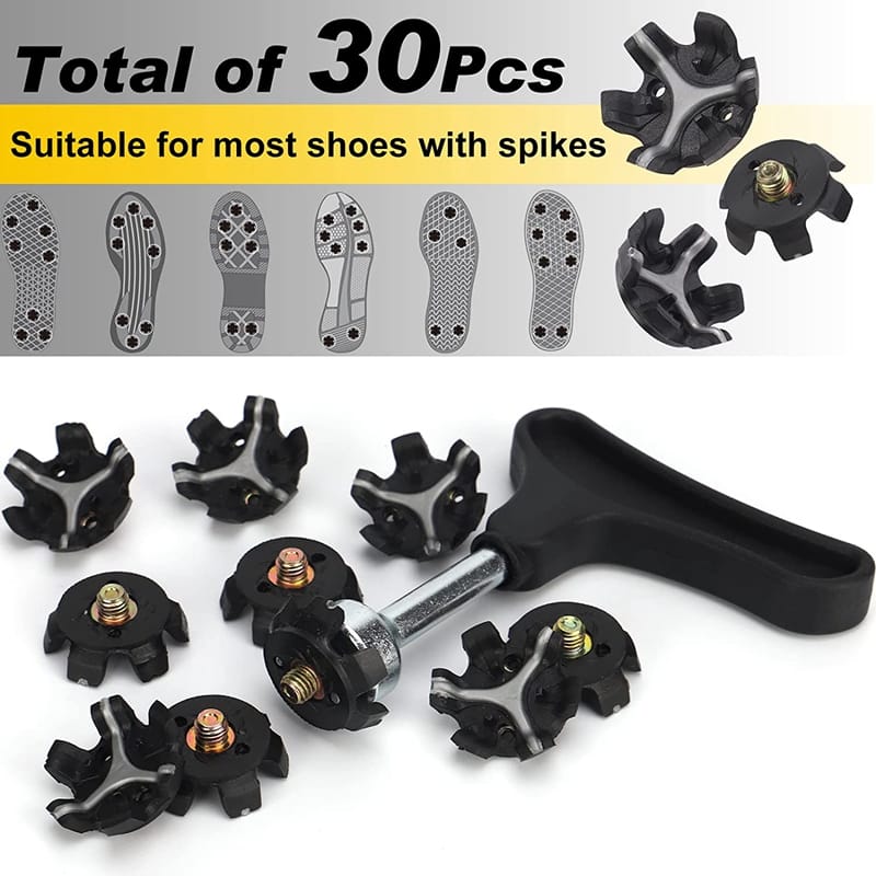 30 Stück Ersatz-Golfschuh-Spikes mit Spike-Schraubenschlüssel-Werkzeug –