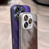 Luxury MagSafe Aurora Feather Finish Lens Protect Case For iPhone 16 15 14 13 12 Pro Max Plus