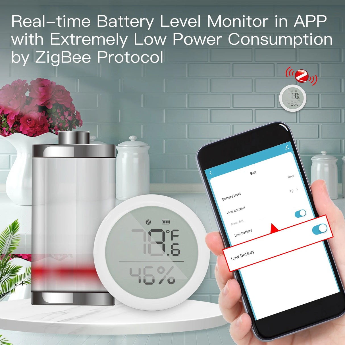 Tuya ZigBee Smart Temperature and Humidity Sensor with LCD Display - WiFi Indoor Hygrometer Monitoring via SmartLife Google Alexa Apps