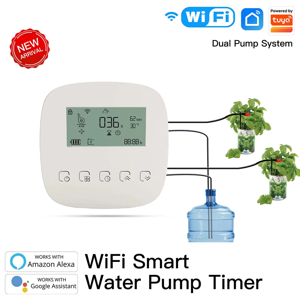 Tuya Smart Water Pump Timer - WiFi Micro-Drip Irrigation Watering Control via SmartLife Google Alexa Apps