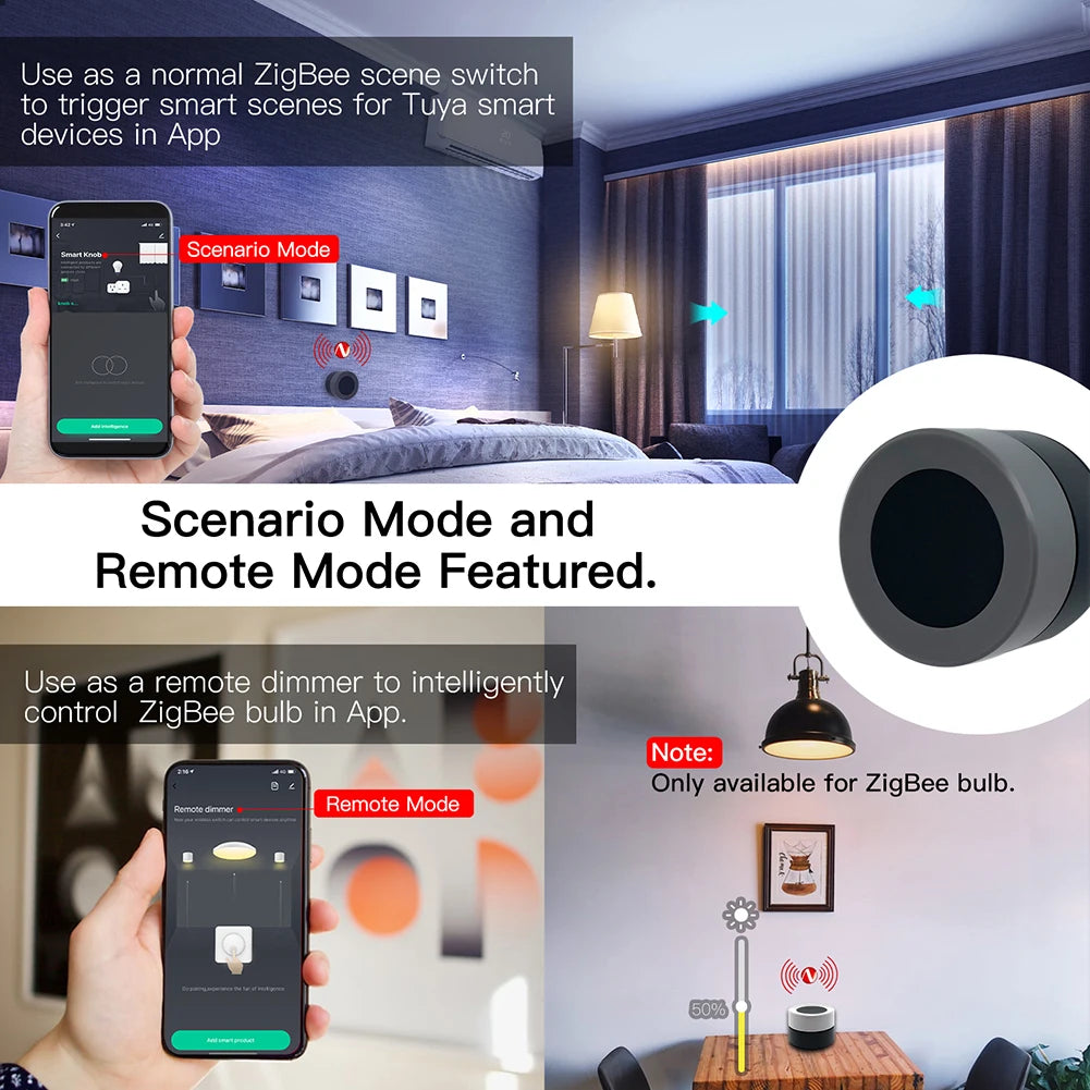 Tuya ZigBee Smart Knob Scene Control Switch - WiFi Control via SmartLife Google Alexa Apps