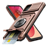 Shockproof Armor Card Slot Lens Protect Case with Magnetic Ring Holder Stand For Motorola Moto Edge 50 Fusion