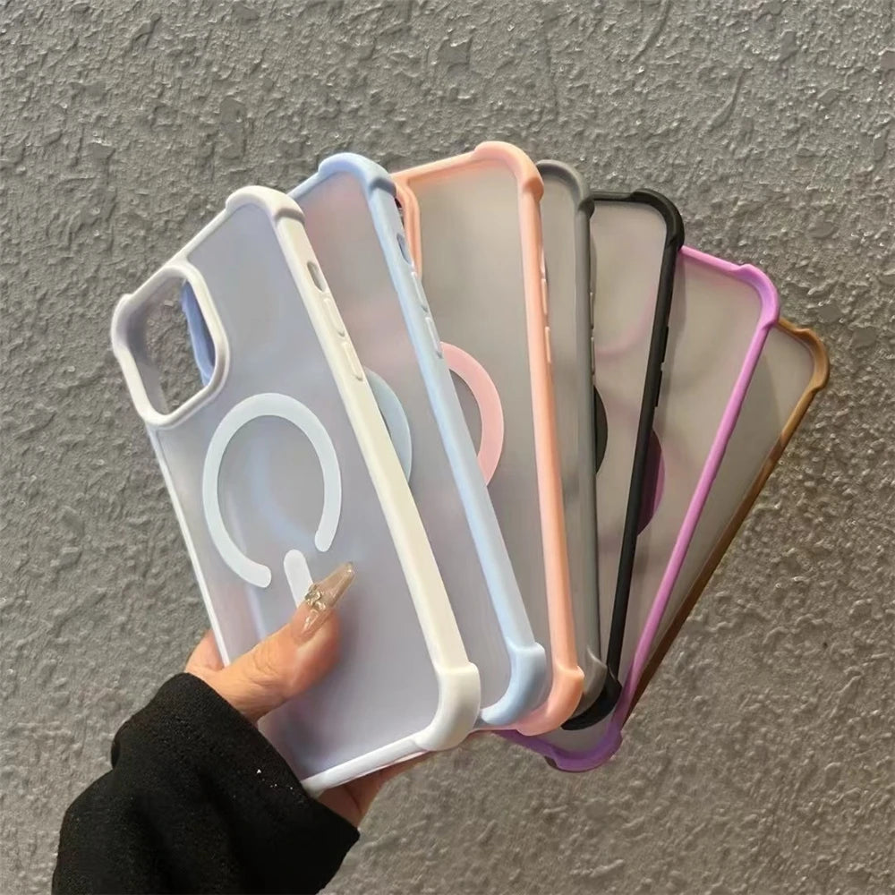 Luxury MagSafe Matte Translucent Case For iPhone 16 15 14 13 Pro Max Plus